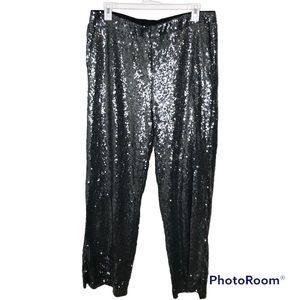 NWT Sequin Silver Sparkle Lined Stretchy Pants